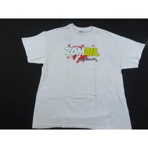 Zombie Eat Flesh Subway Parody White T-shirt Sz XL